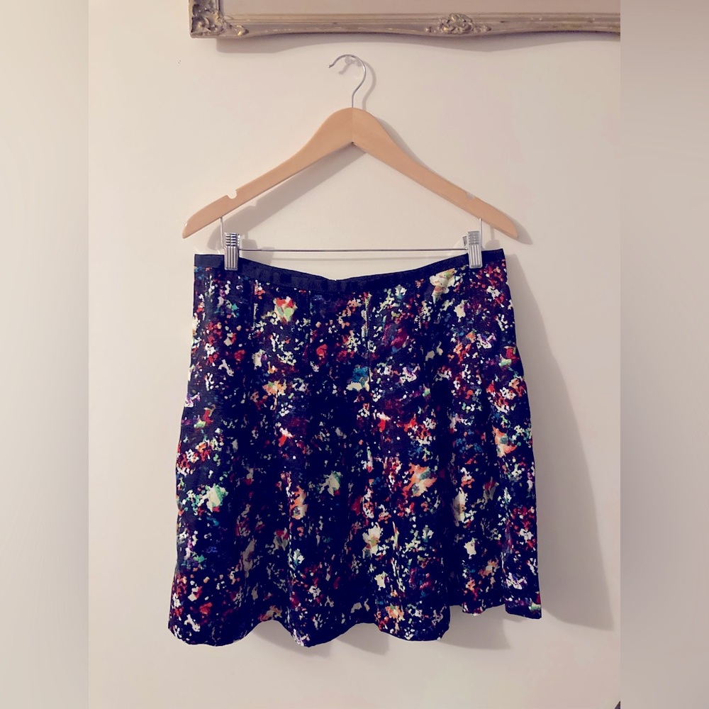 Vintage GAP Black Vibrant Abstract Artsy Pattern Skater Skirt Space Skirt